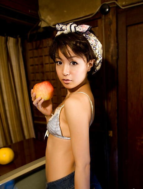 Hot japanese teen Nana Nanami in undies uncovering tiny tits and sexy butt 